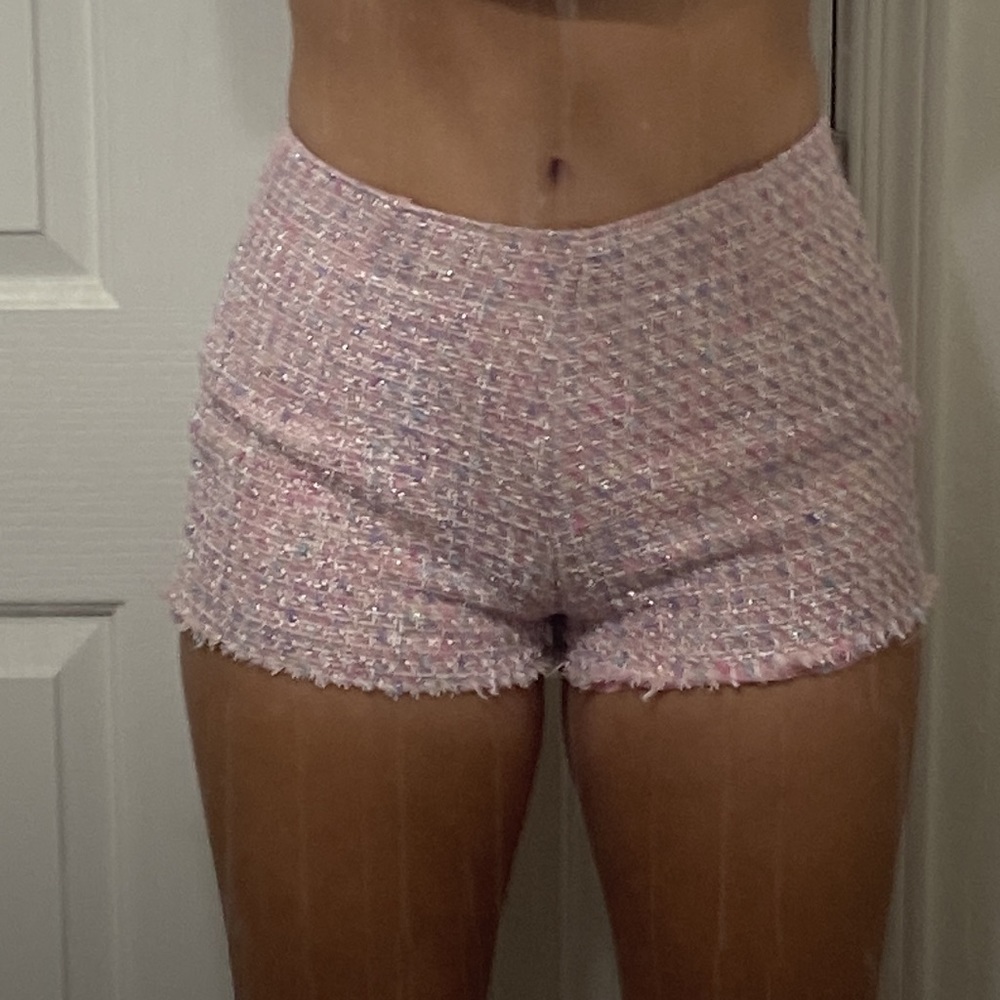 Pink and blue spotted shorts